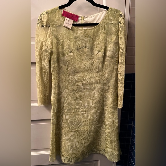 $1800 Christian Lacroix Lace Dress Green Yellow 42 6 8 cocktail vintage wedding - Picture 2 of 9